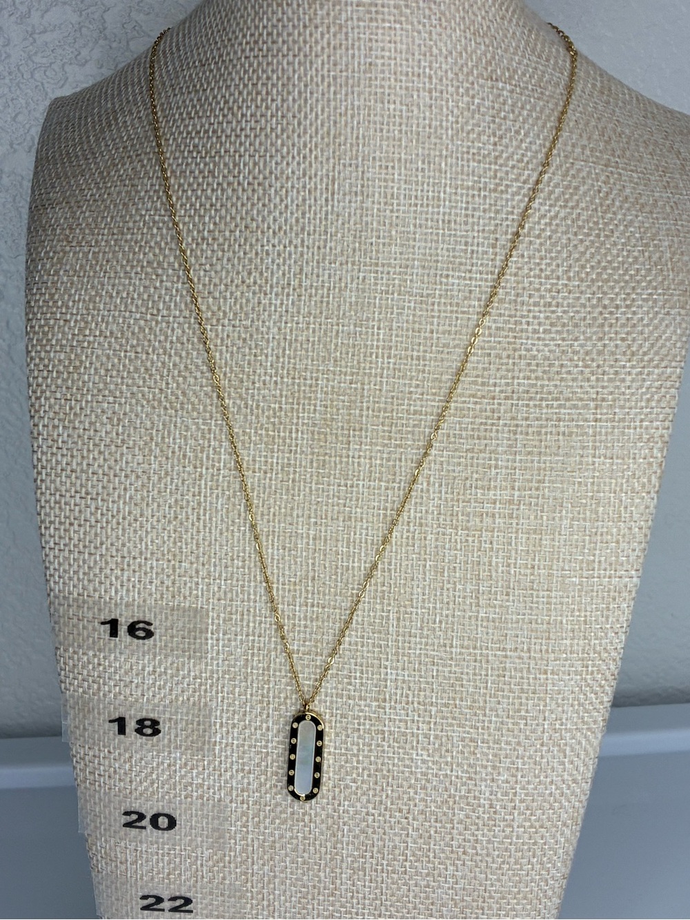 Vintage Gold and White Enamel Pendant Necklace